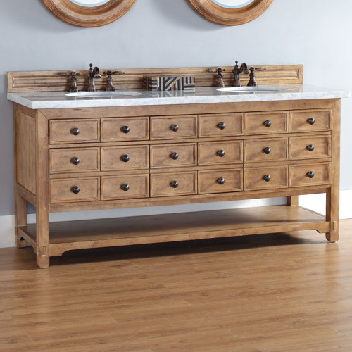 Bayou Breeze Gowins 72" Double Bathroom Vanity Base Only in Honey Alder